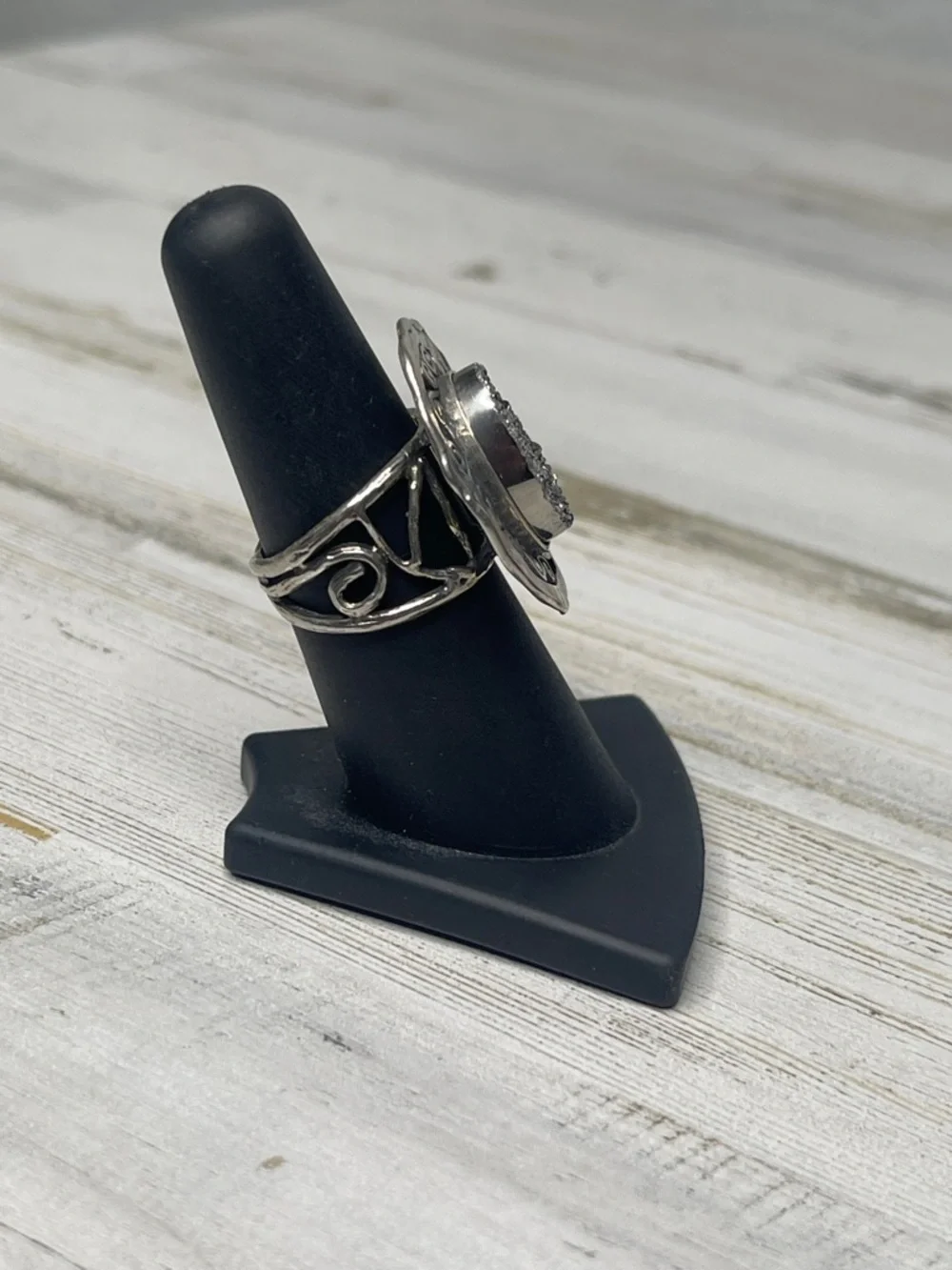 Or Paz Sterling Silver Druzy Oval Statement Ring